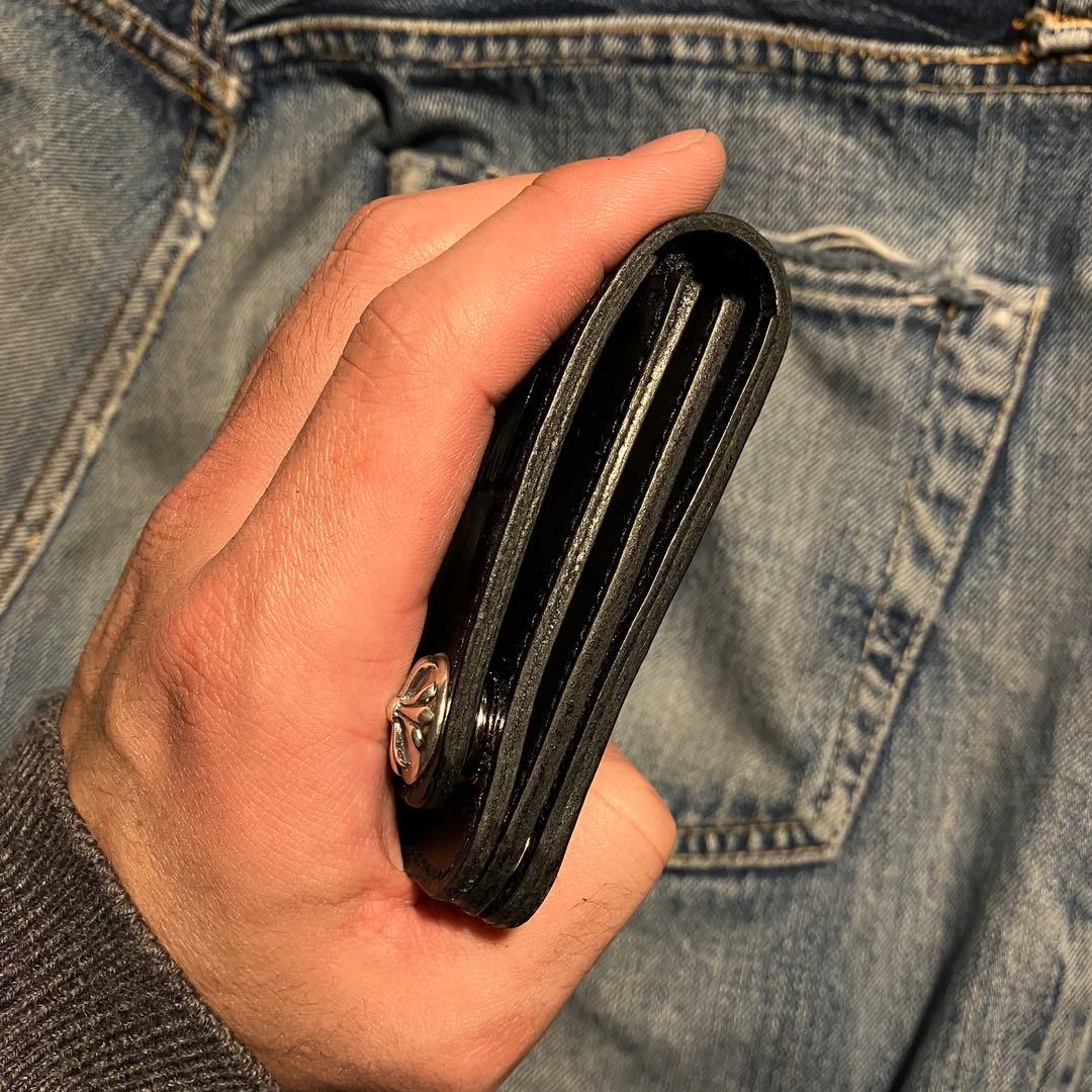 お札が折れない！ミドルトラッカーウォレット クロスボールコンチョ シルバー925