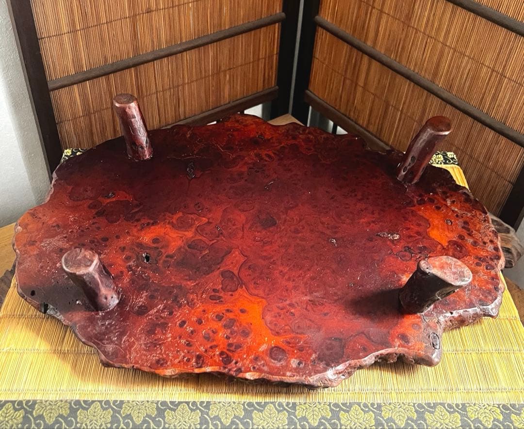 天然時代木 花梨 美玉杢 四足 花台 香台 盆栽台 50㎝