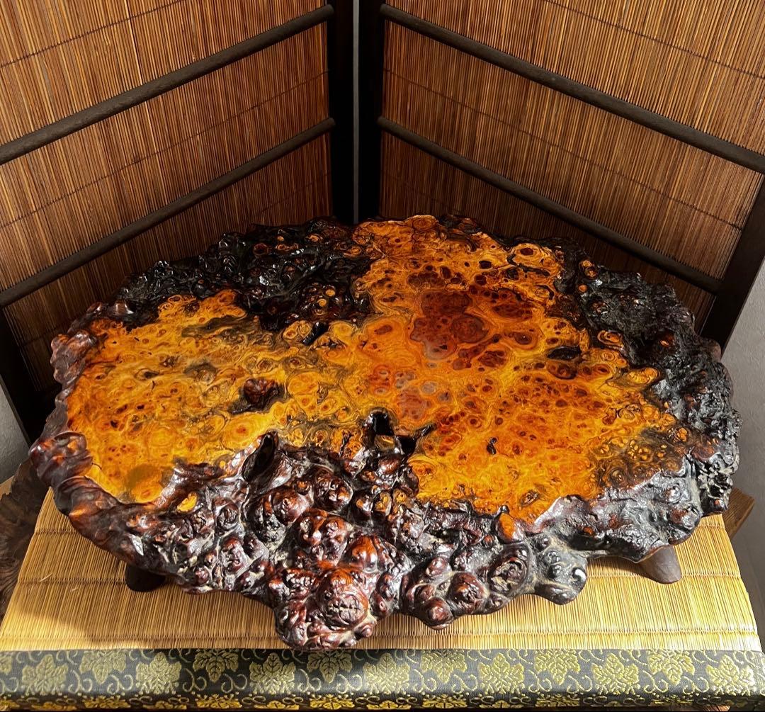 天然時代木 花梨 美玉杢 四足 花台 香台 盆栽台 50㎝