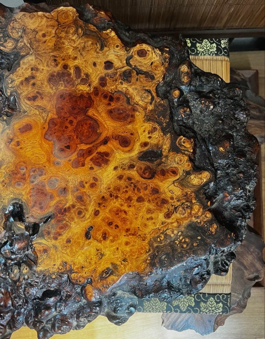 天然時代木 花梨 美玉杢 四足 花台 香台 盆栽台 50㎝