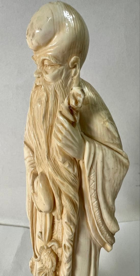 象牙風　寿老人　人物　繊細彫刻　置き物