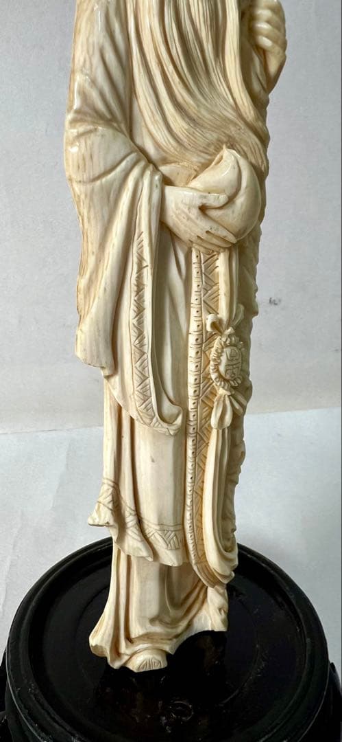 象牙風　寿老人　人物　繊細彫刻　置き物