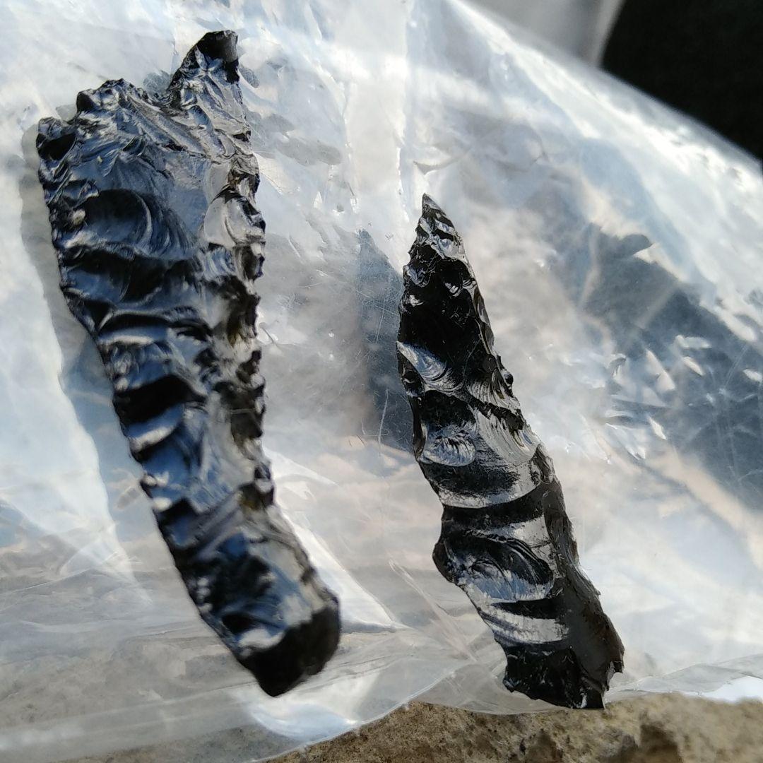 縄文ナイフ　模写　石器　黒曜石サンプル　　222