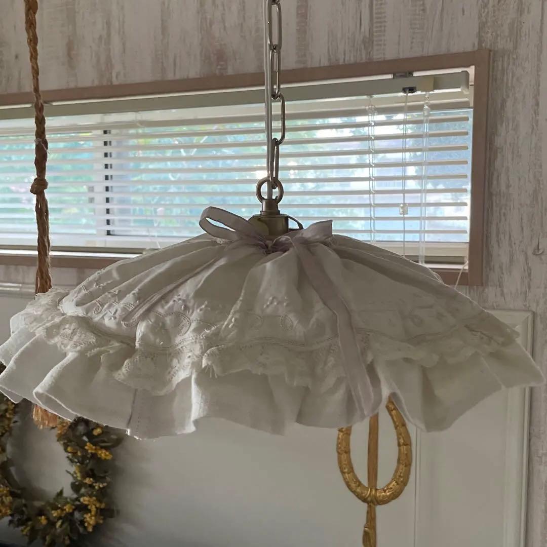 フランスアンティーク　ランプシェード　シルクカバー