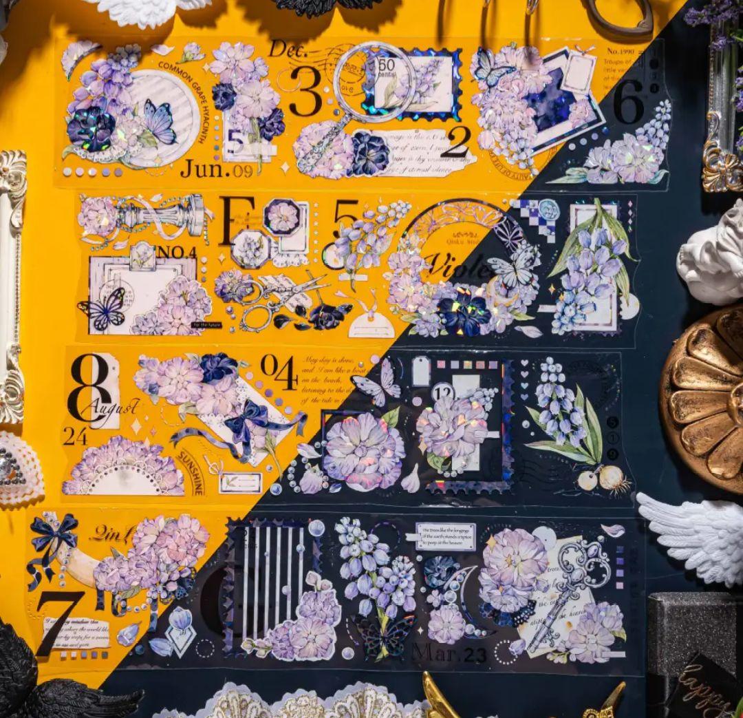 巻売 637★ 海外 マスキングテープ マステ PET 花 蝶 装飾 贝壳光