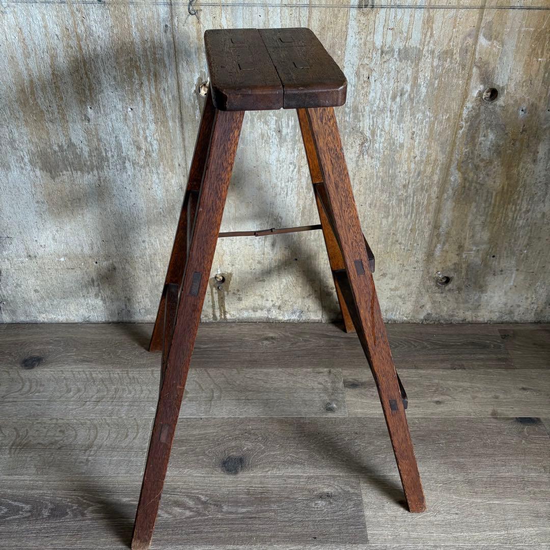 古道具　ヴィンテージ ラダー　脚立　無垢材　レトロ　アンティーク