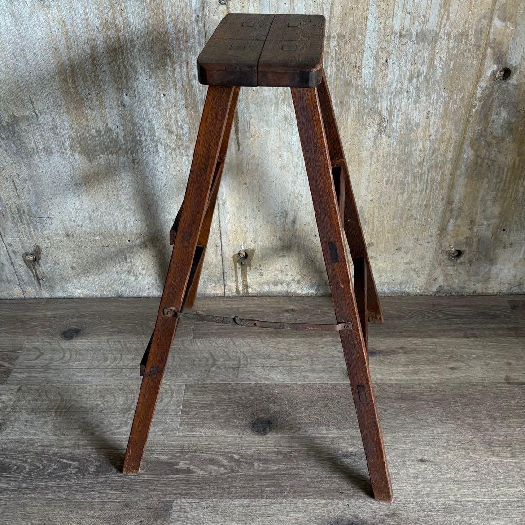 古道具　ヴィンテージ ラダー　脚立　無垢材　レトロ　アンティーク