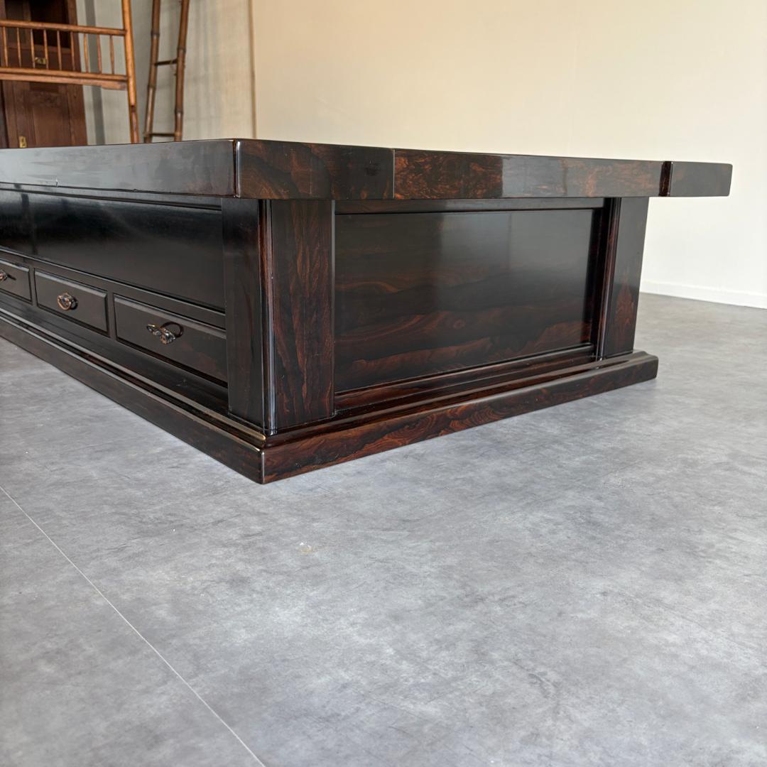 銘木　黒檀　囲炉裏テーブル　木製火鉢×座卓