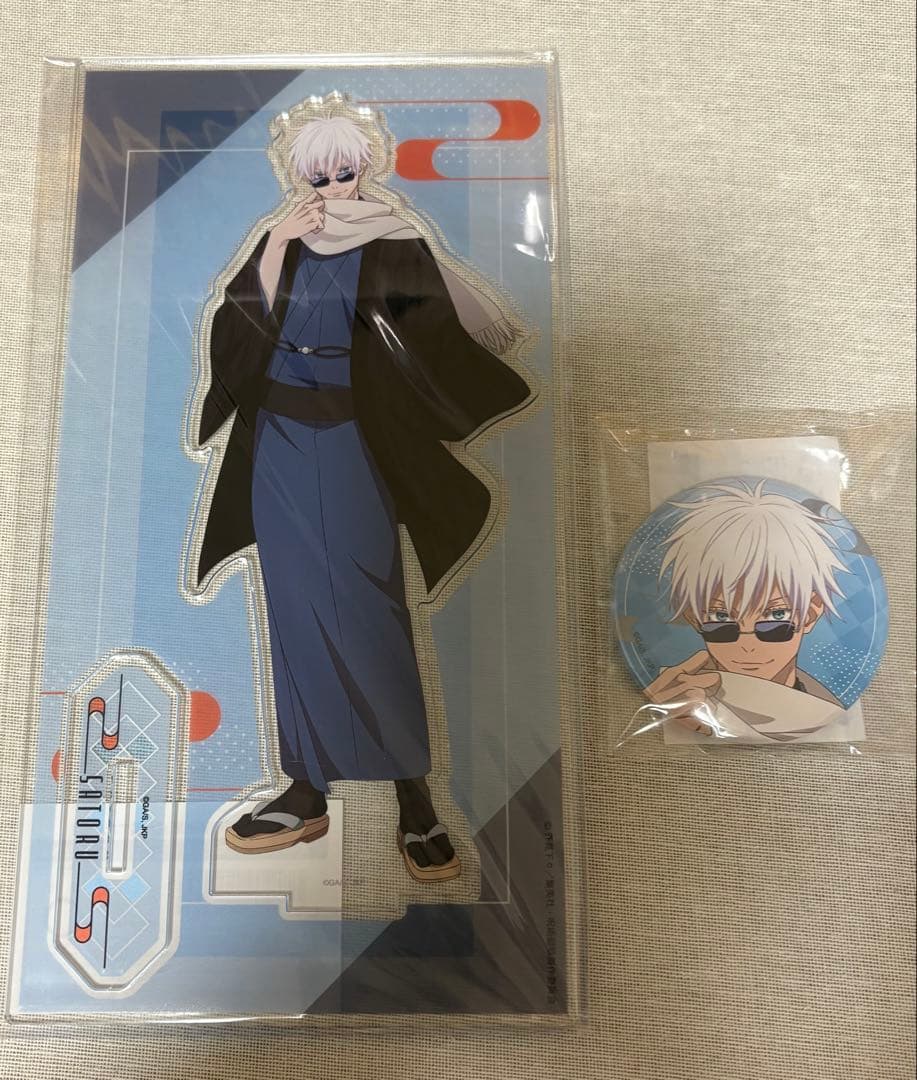 呪術廻戦　五条悟 まるくじ　和装すたいる アクリルスタンド 缶バッジ