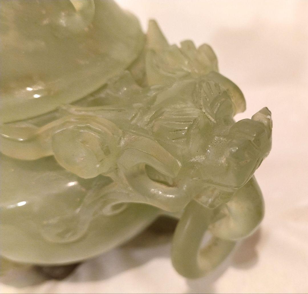 翡翠 三足香炉 龍