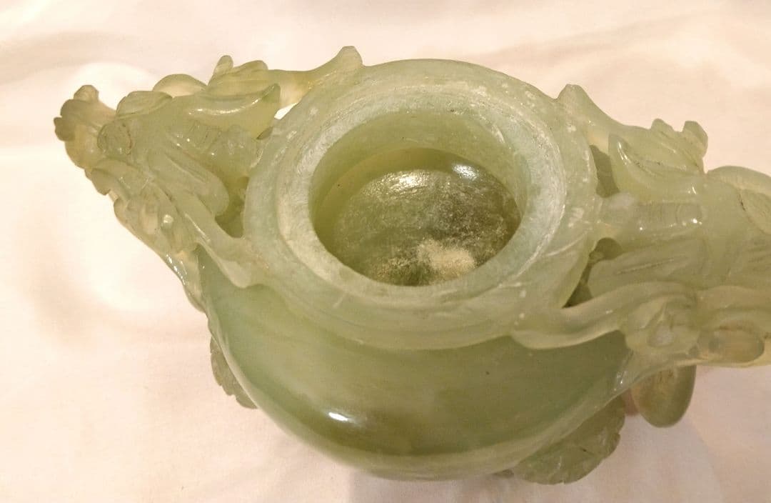 翡翠 三足香炉 龍