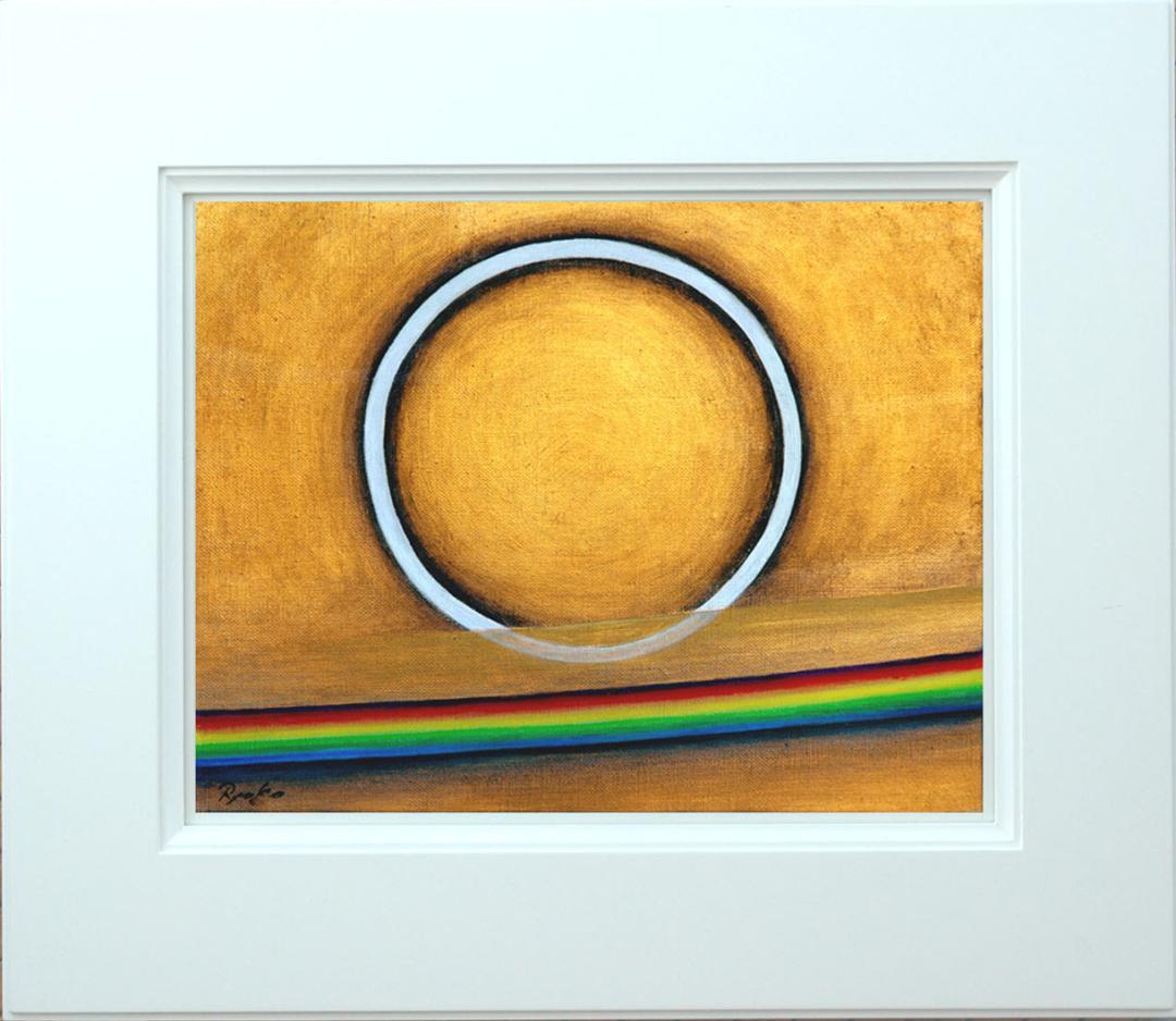 油絵 菅家令子 絵 絵画インテリア額付(白) F3-G142023 風景祈り希望