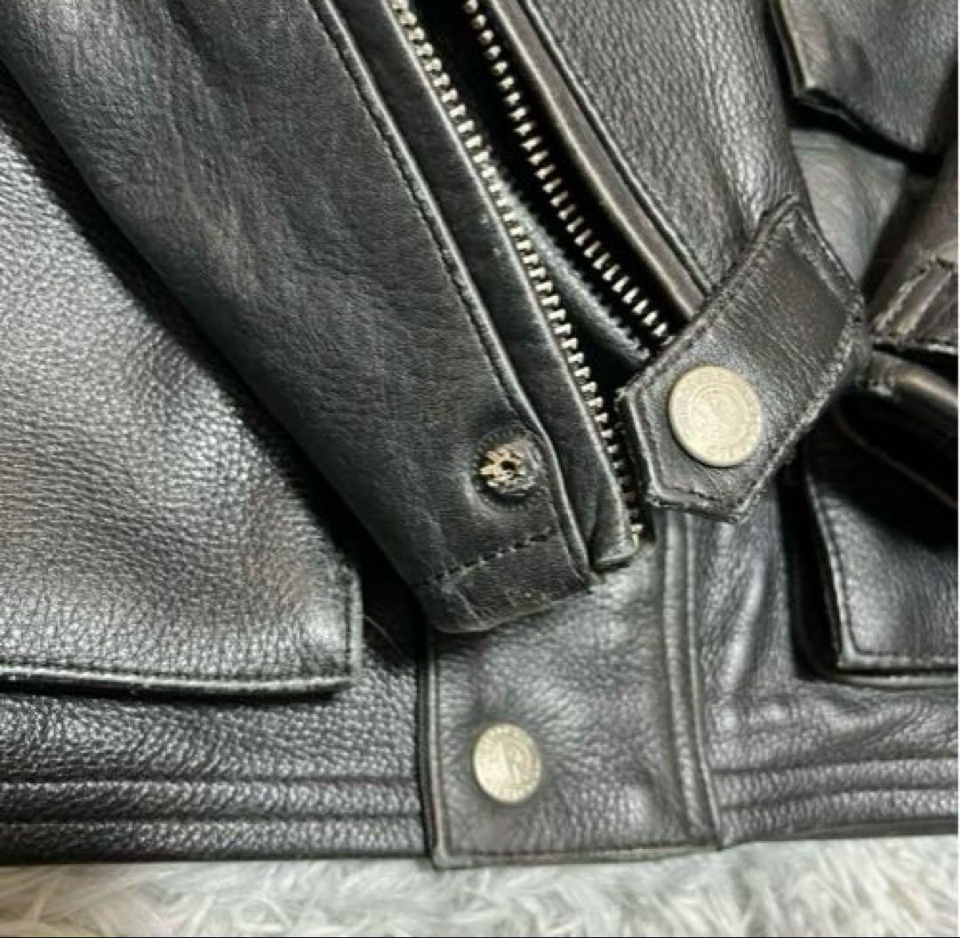 【良品】MOTO FIELD 牛革 レザーライダースジャケットBLACK LL