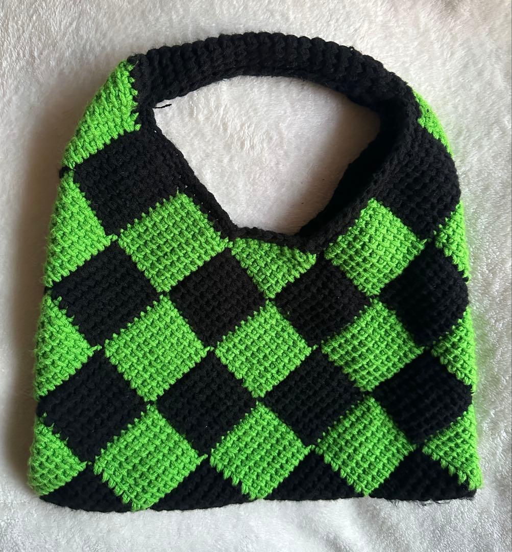 MARNI チェック柄トートバッグ グリーン/ブラック