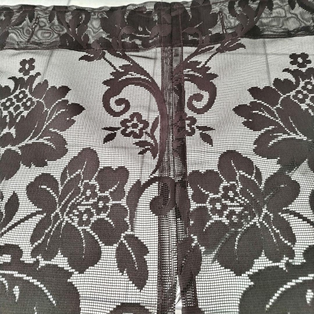 ち*ら様 新品✨️未使用川島セルコンエレガント目隠し暖簾レース　花柄ブラウン2セ