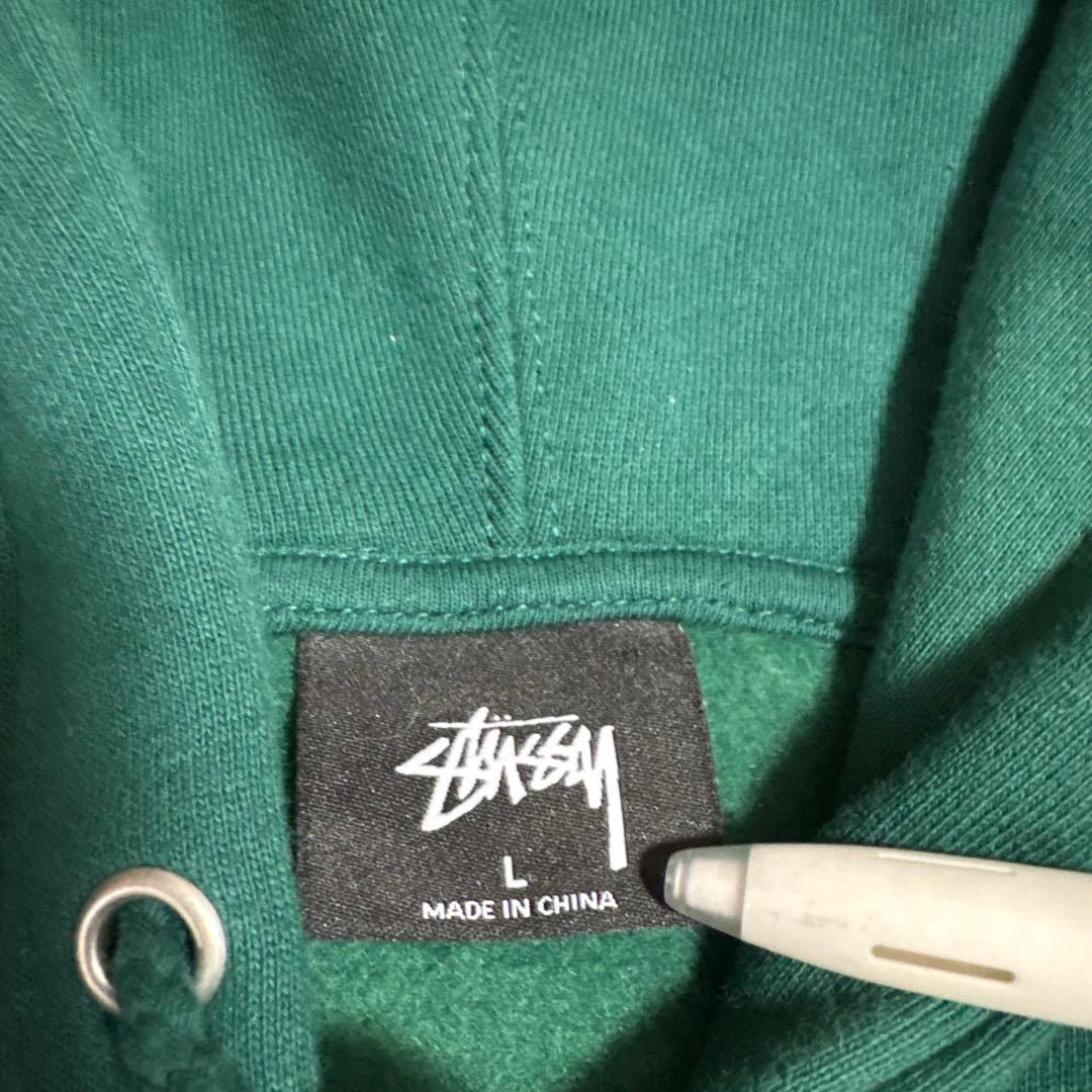 【ビッグシルエット】stussy スウェットパーカー　L グリーン