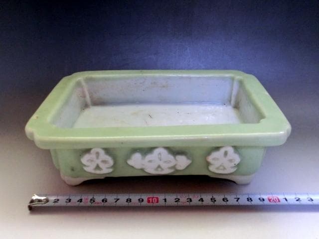 植木鉢■長方水盤 古青磁 古い四角鉢 古玩 唐物 中国 古美術 時代物 骨董品■