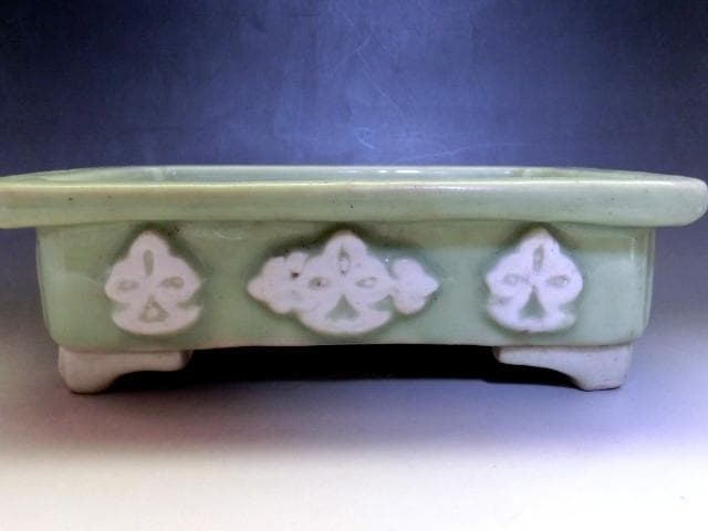 植木鉢■長方水盤 古青磁 古い四角鉢 古玩 唐物 中国 古美術 時代物 骨董品■