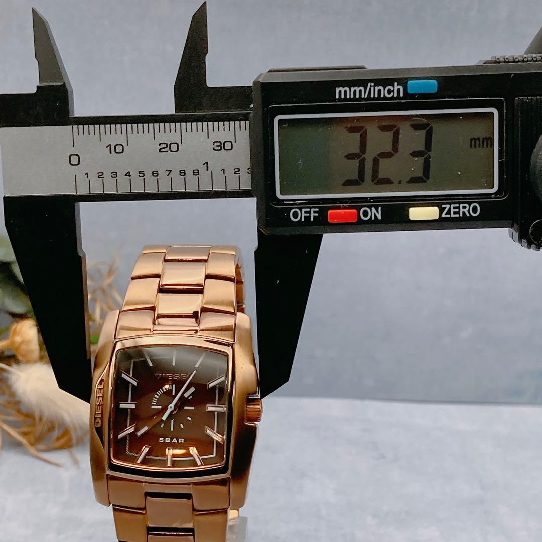 稼動品✨美品 DIESEL ディーゼル スクエア ブラウンボーイズ メンズ腕時計