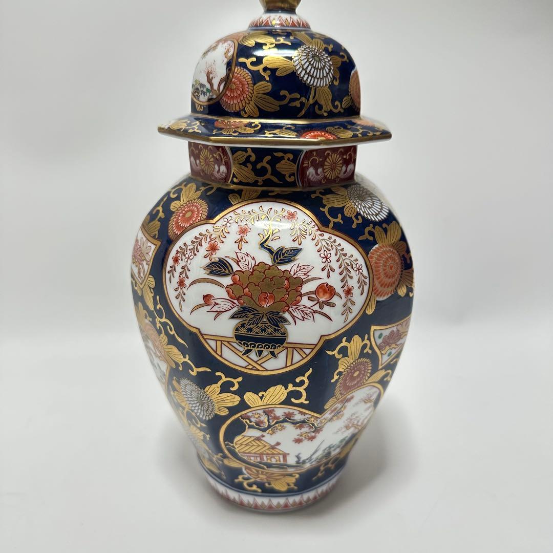 其泉 豪華な沈香壺 琳派古伊万里 美術有田焼 賞美堂其泉窯 染錦金彩琳派図