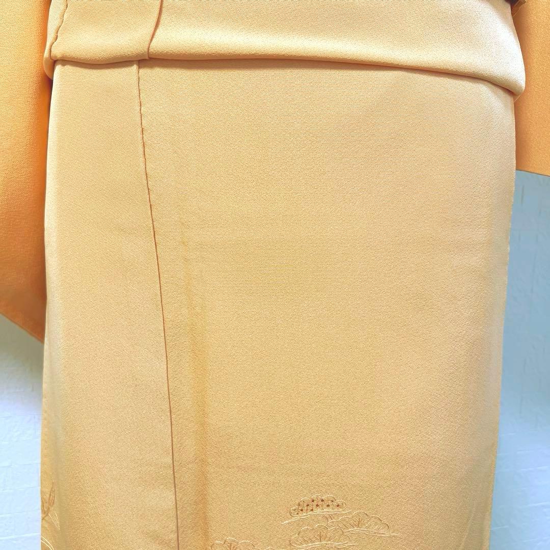 476 訪問着フルセット 正絹 薄オレンジ 薄橙 総刺繍 スワトウ 汕頭 上品