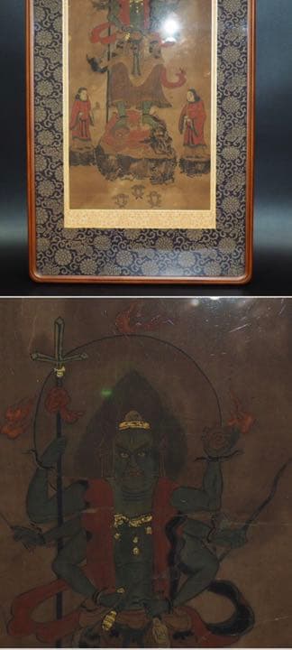 送料無料　江戸以前古い仏画 青面金剛
