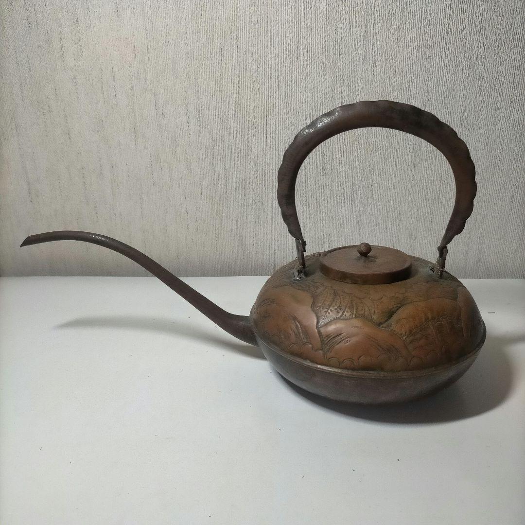 銅製 浮彫り水差し　水注