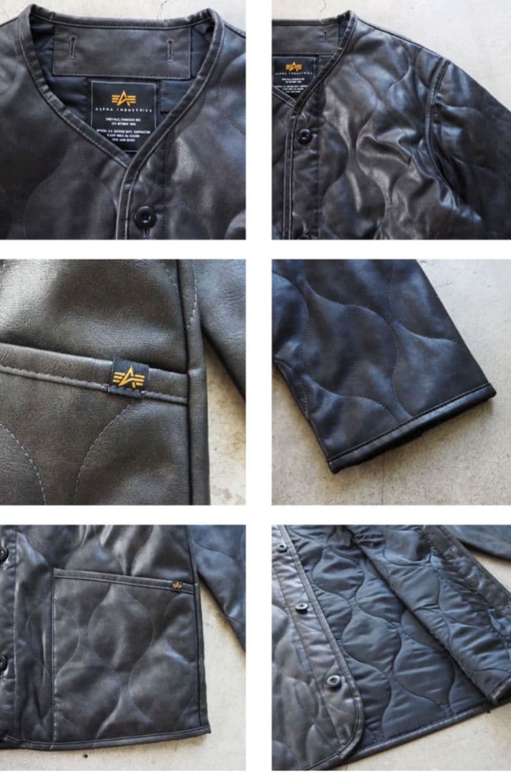 ALPHA INDUSTRIES ブラックレザージャケット S