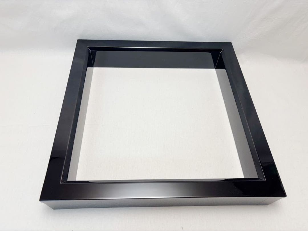 未使用 茶道具 塗師 真斎作 輪島塗黒真塗 炉縁 炉壇 広間 茶の湯 茶席共箱