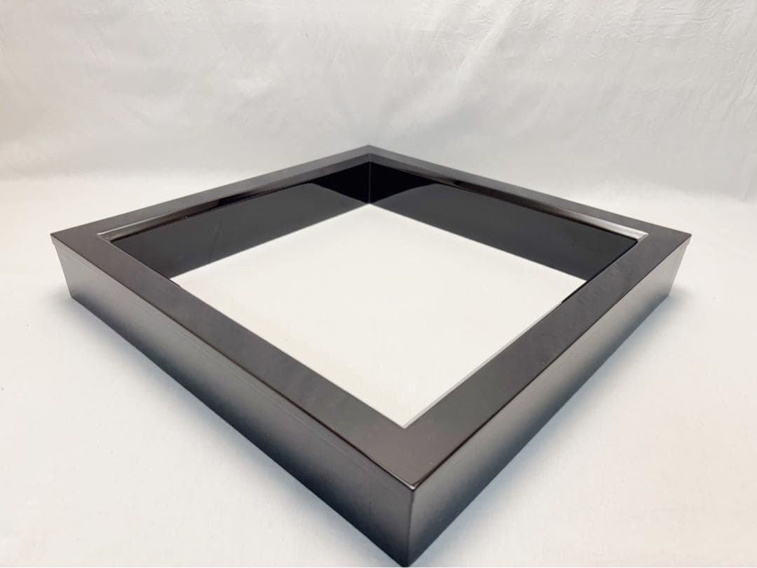 未使用 茶道具 塗師 真斎作 輪島塗黒真塗 炉縁 炉壇 広間 茶の湯 茶席共箱