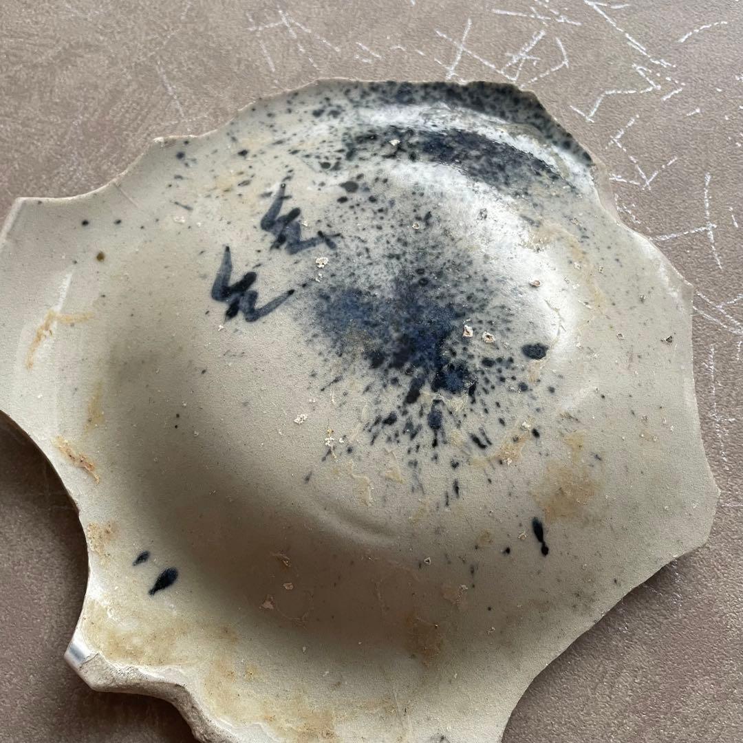 【研修中】初期伊万里吹墨千鳥皿陶片 天狗谷窯