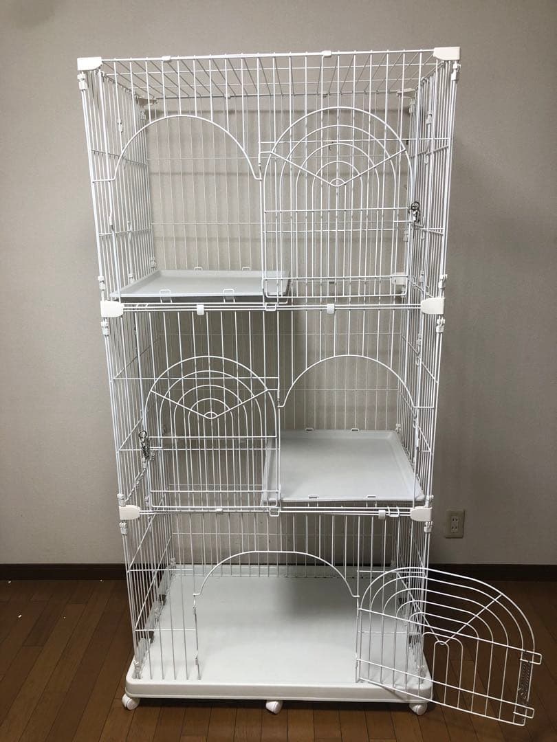 アイリスオーヤマ オリジナルペットケージ 3段 キャスター付 ホワイト