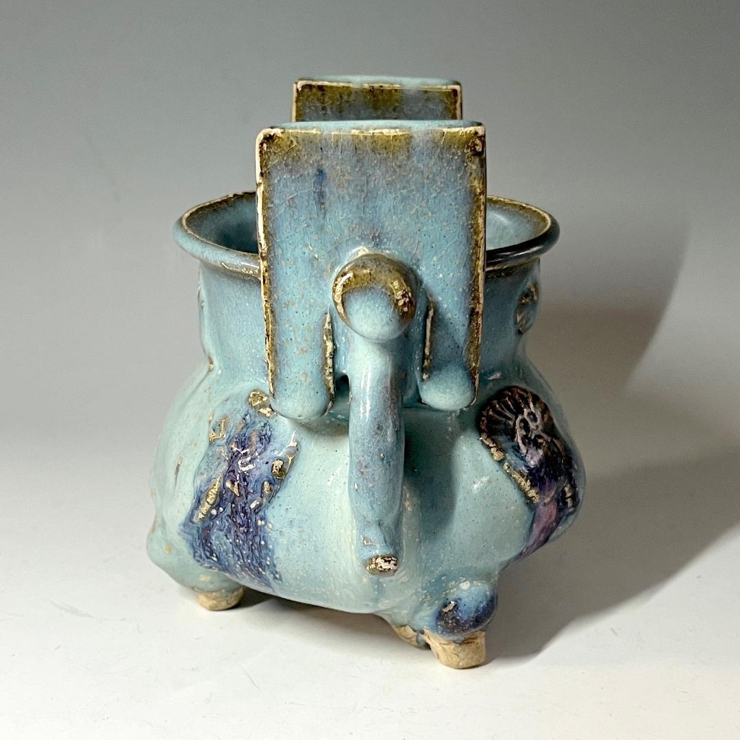 唐物 鈞窯三足香炉 元時代 中国美術 古玩 SN33