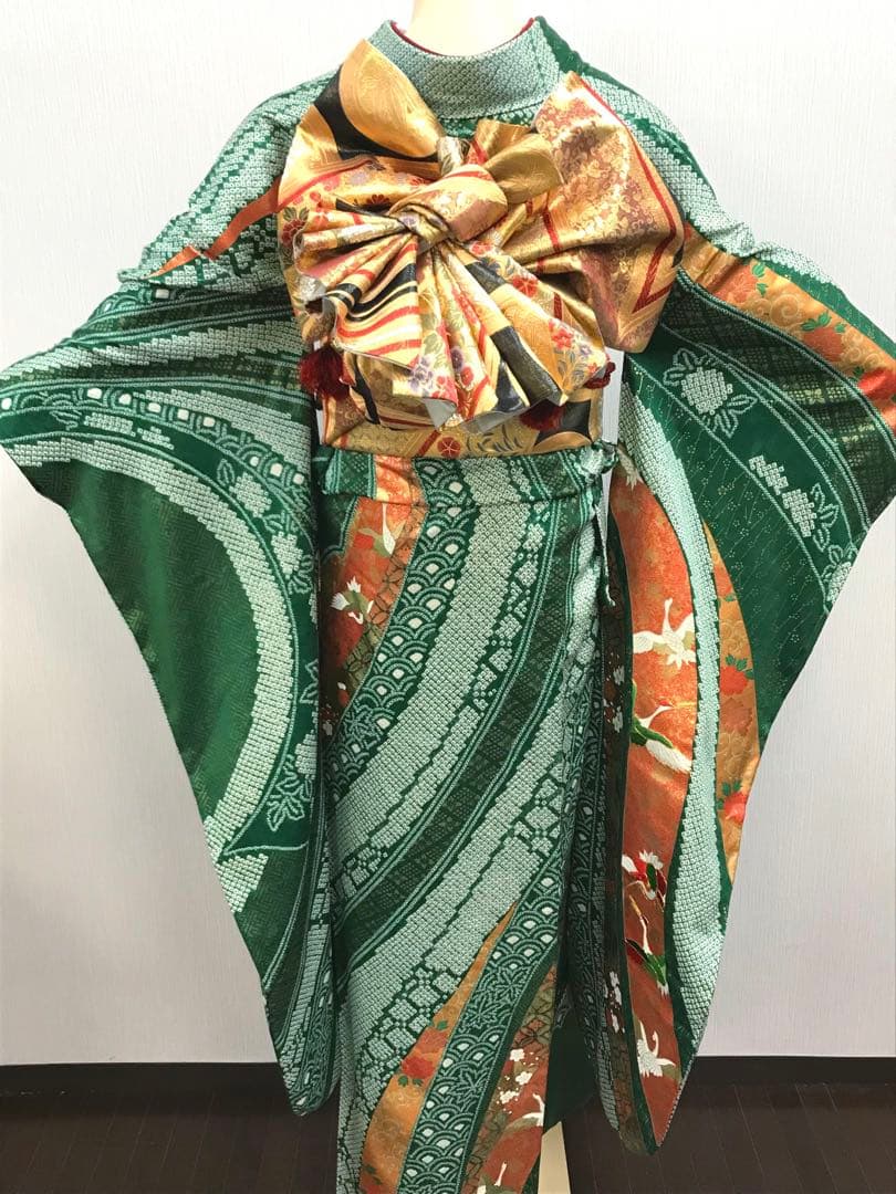 梅乃【136】正絹　振袖　フルセット　大きいサイズ　総絞り　成人式　大人　2L