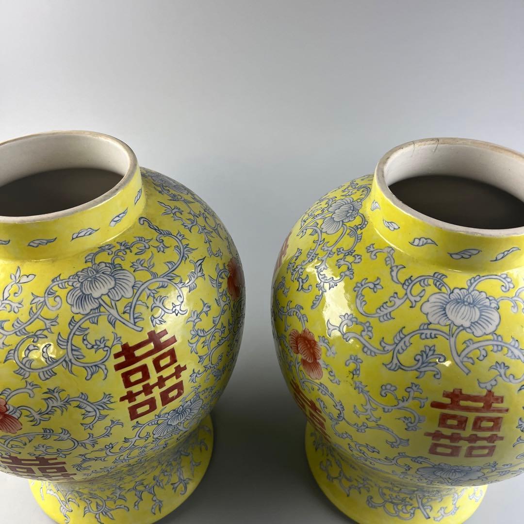 中国 粉彩 花瓶 細密 色絵 2点 壺