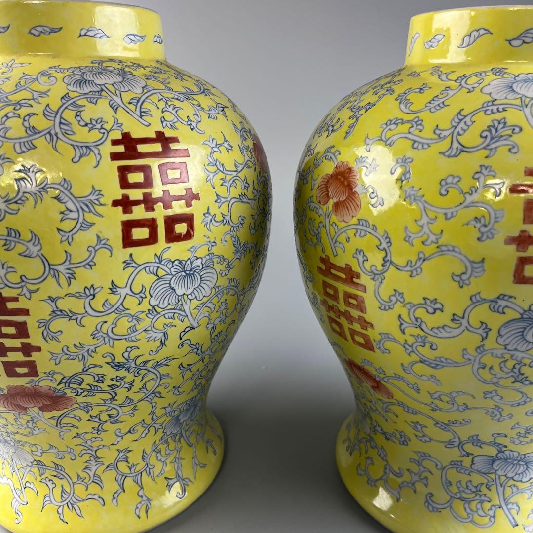 中国 粉彩 花瓶 細密 色絵 2点 壺