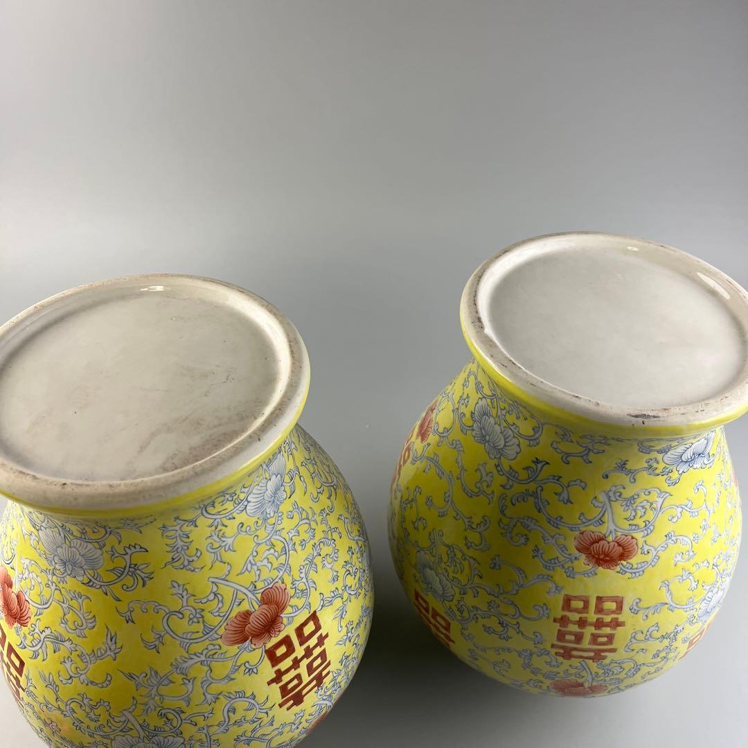 中国 粉彩 花瓶 細密 色絵 2点 壺