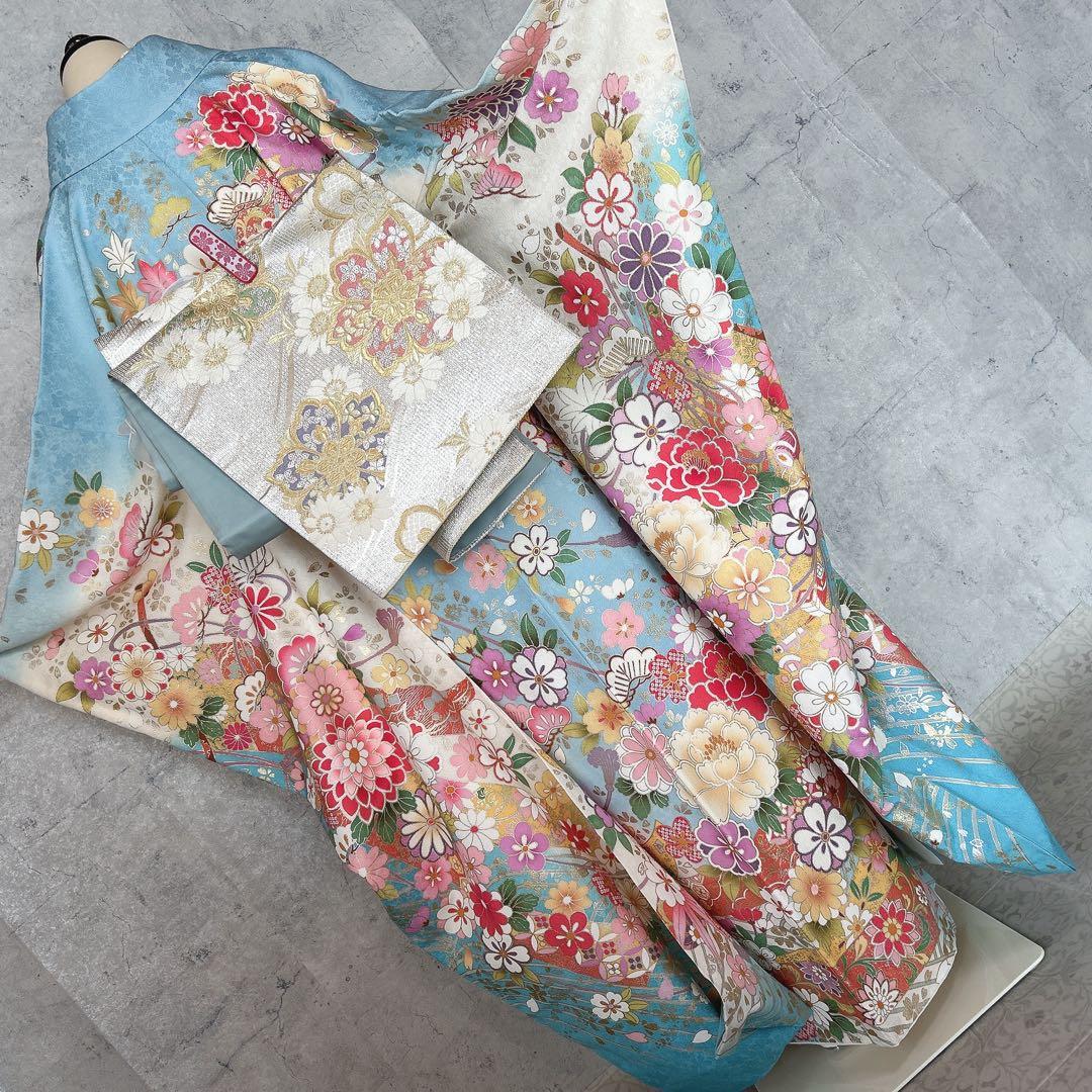 振袖　フルセット　本加工　豪華　成人式　華やか　帯　長襦袢　着物　二十歳　m2