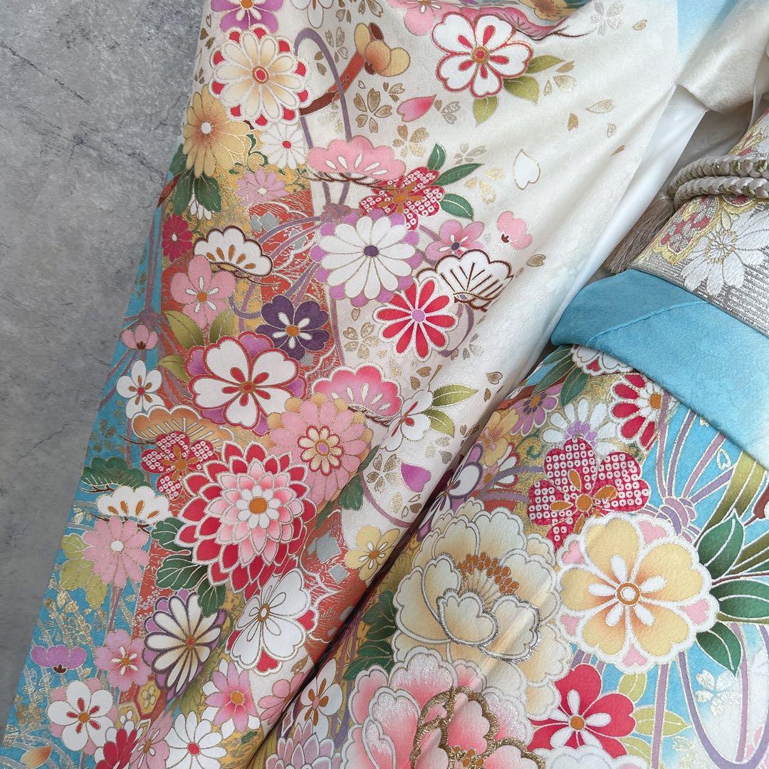 振袖　フルセット　本加工　豪華　成人式　華やか　帯　長襦袢　着物　二十歳　m2