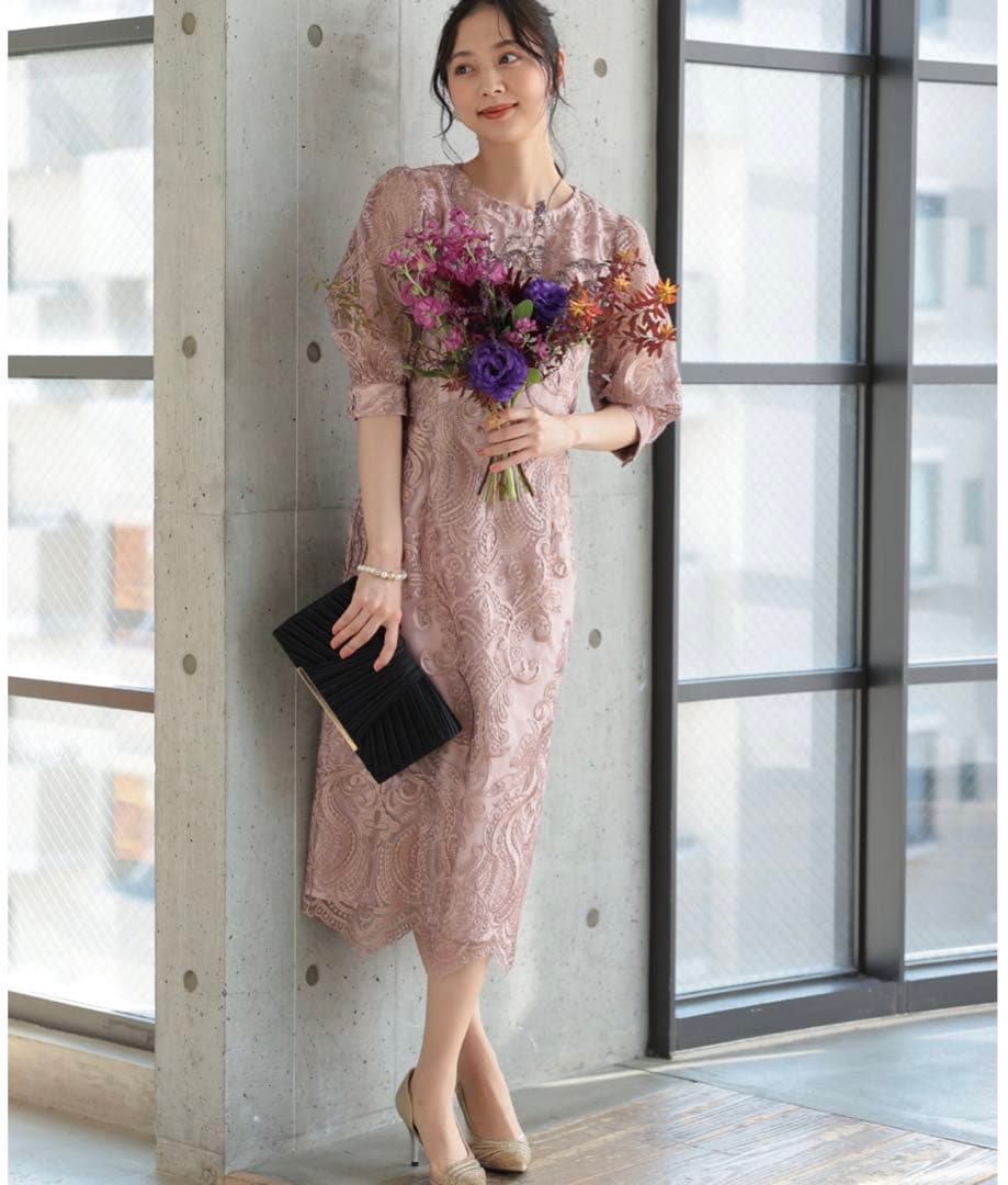 《美品》刺繍レース　オケージョンドレス