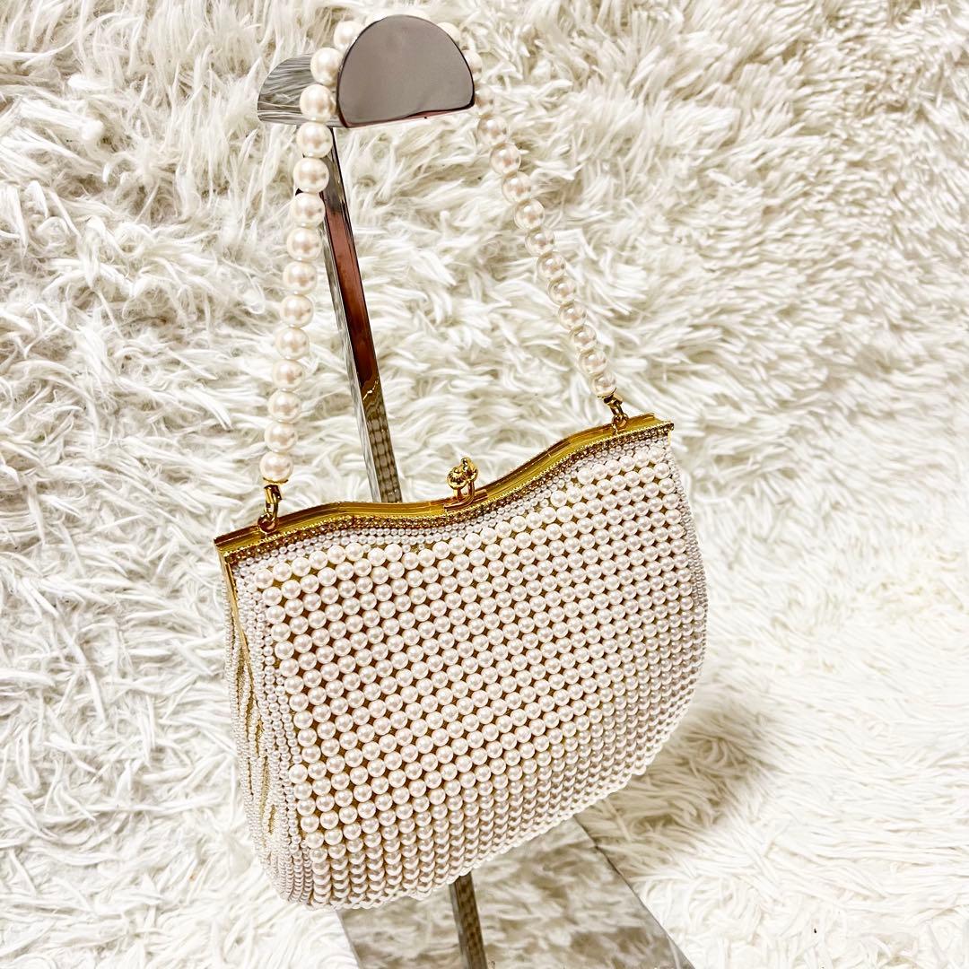 ✨極美品✨ Lumyはしもと 皇室御用達　パールバッグ ゴール金具　検査証付