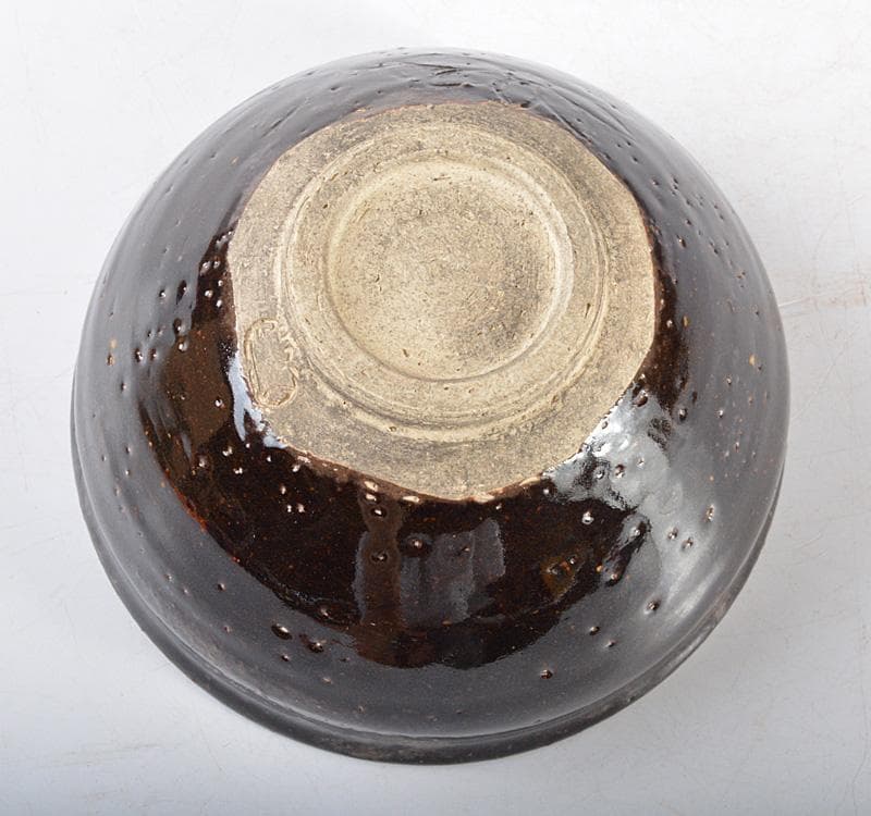 茶道具　板谷波山作　黒釉　天目茶碗　仕覆付　共布共箱　D　R4862