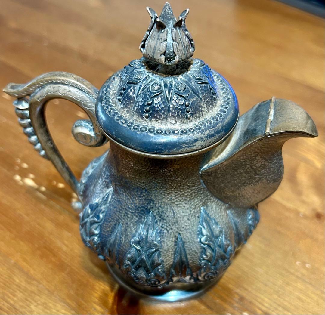 TOP刻印 純銀製ポット型容器（830 Silver）アンティーク工芸品