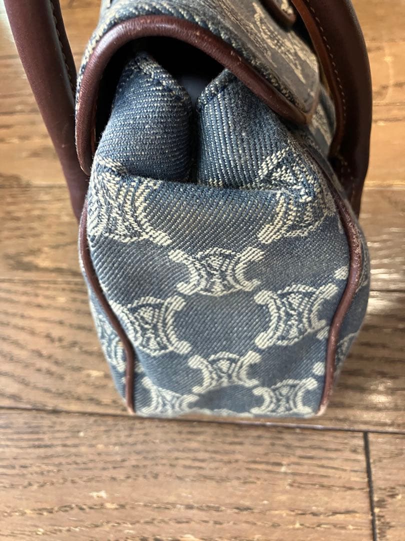 稀少 ヴィンテージ CELINEパリマカダムデニムハンドバッグ キャンバスレザー