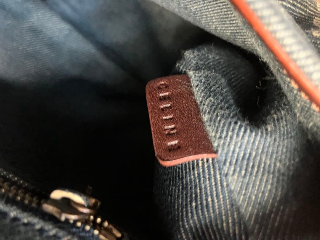 稀少 ヴィンテージ CELINEパリマカダムデニムハンドバッグ キャンバスレザー