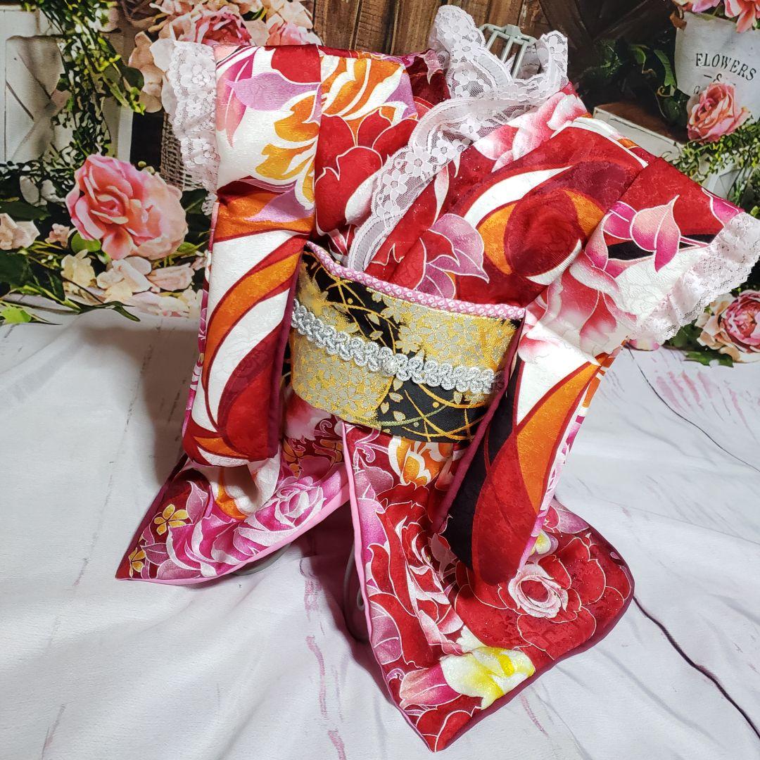 犬服　振り袖　着物　引きずり　ハンドメイド　2