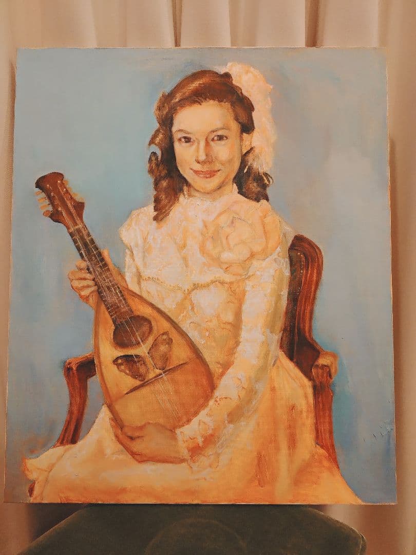 真珠夫人　肖像画　横山めぐみ　油絵　肉筆