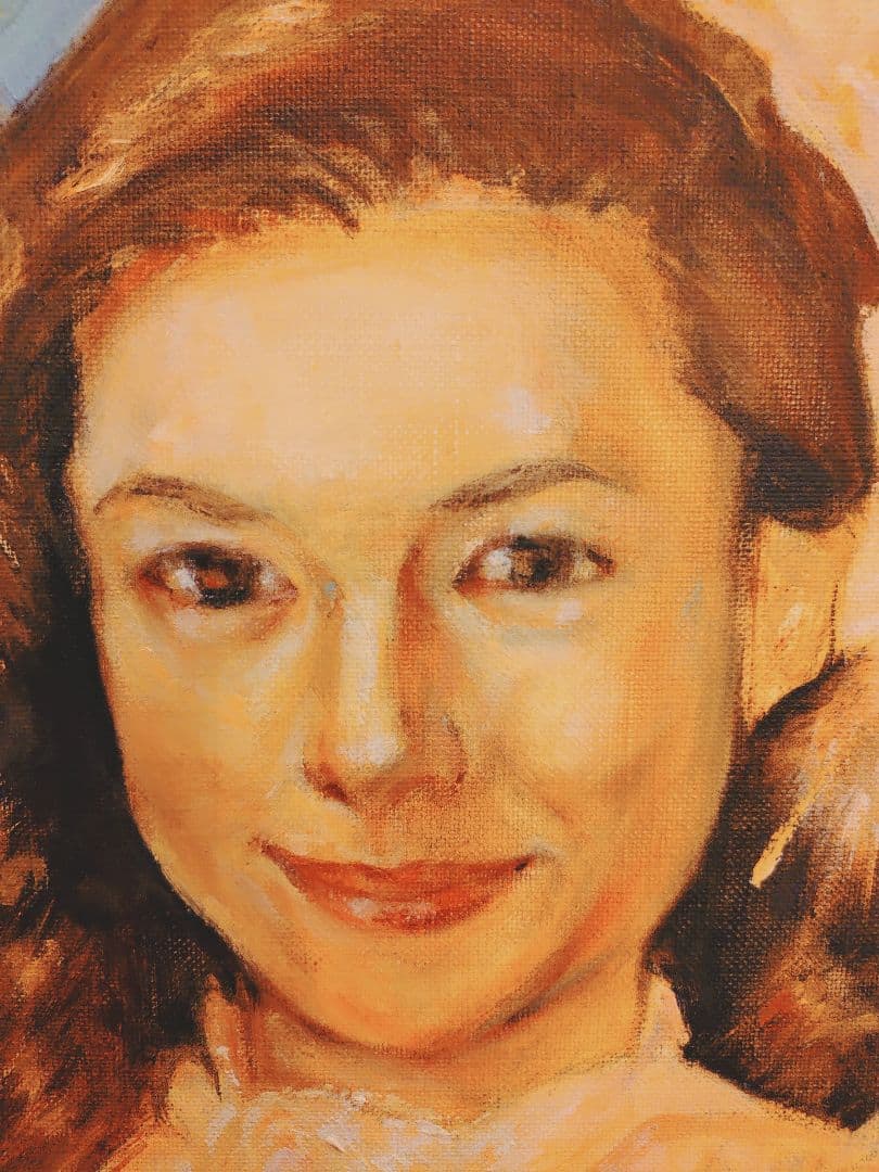 真珠夫人　肖像画　横山めぐみ　油絵　肉筆