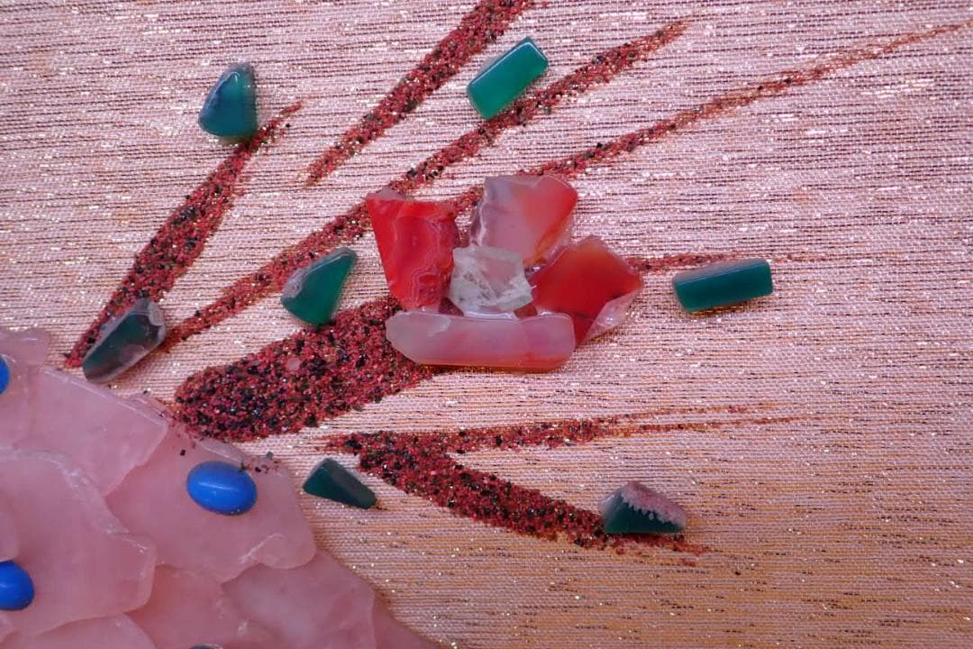 天然石 モザイクアート 鳥図 ハンドメイド 絵画 額なし