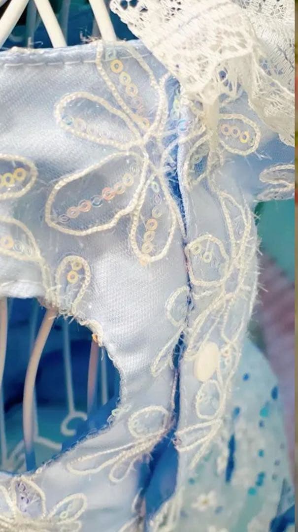 豪華ロングドレス蝶と花の刺繍ドレス　犬服　猫服